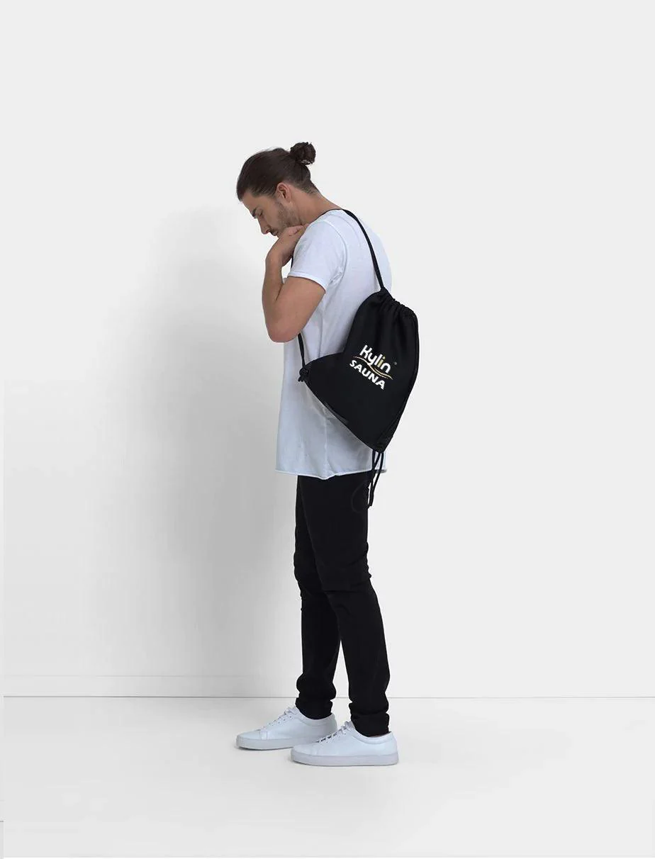 Kylin Black Nylon Sport Drawstring Bag - Image 3
