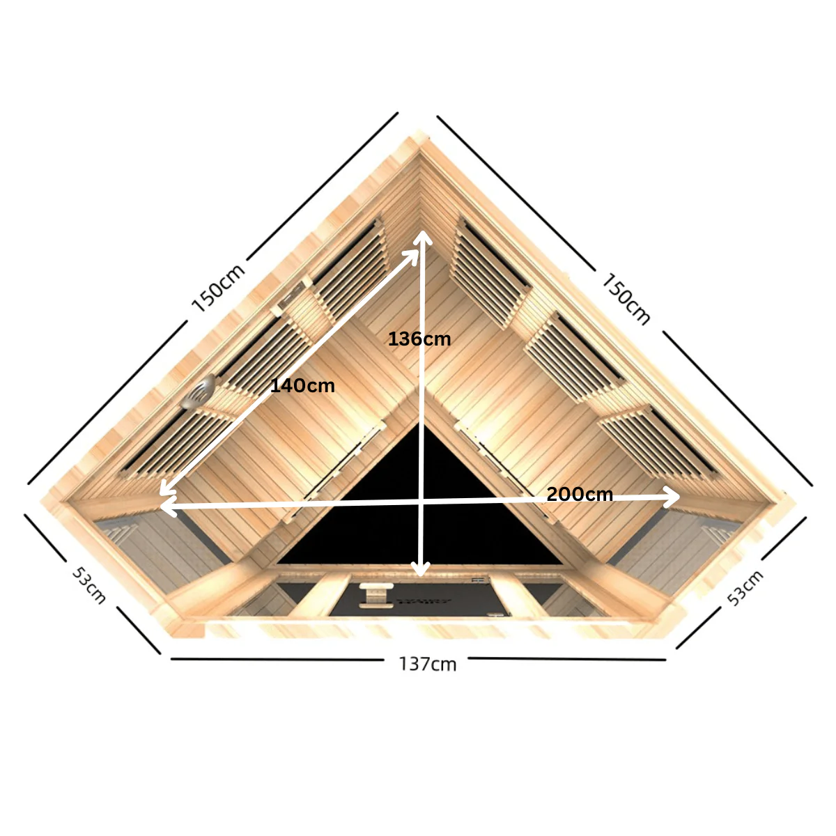 Kylin Low EMF L-shaped Corner Carbon Far Infrared Sauna 4 person - K8401/033LV - Image 4