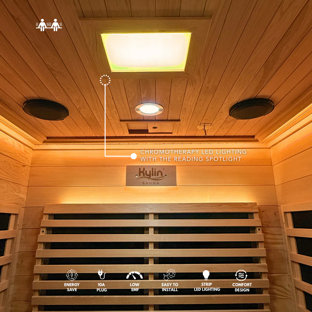 Kylin Low EMF Carbon Infrared Sauna Room 2 Person H6201 (HL-300K) - Image 5