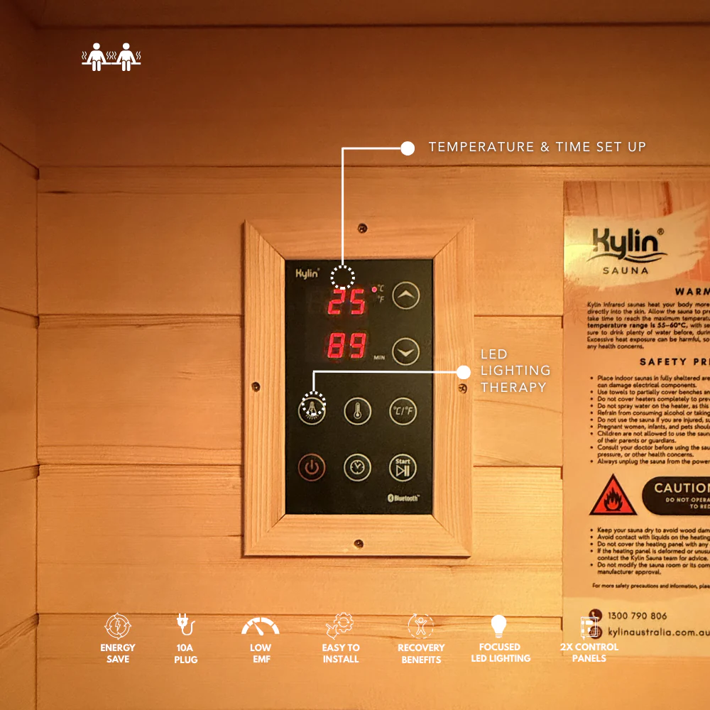 Kylin Full Spectrum Low EMF Carbon Far Infrared Sauna 2 people - K8200 FS - Image 7