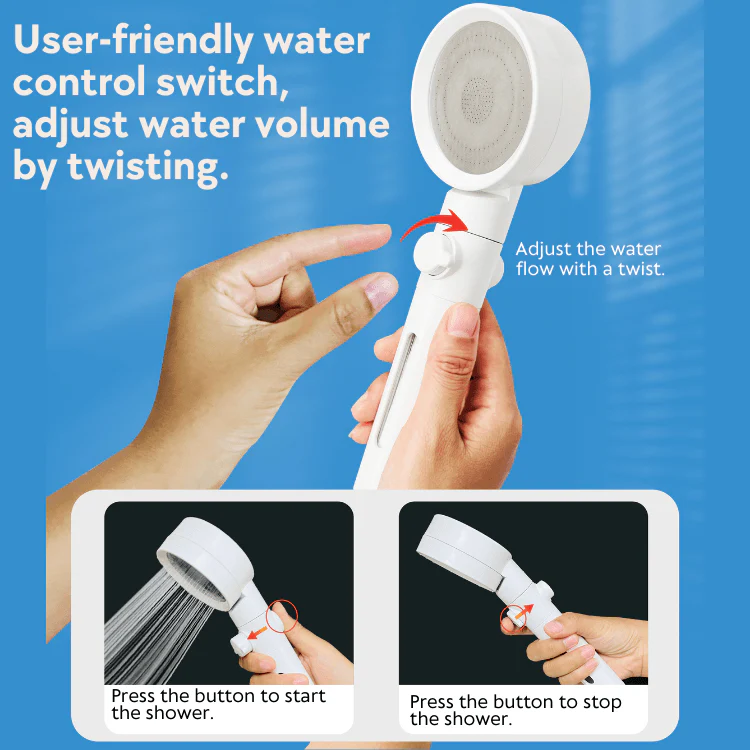 Kylin Home & Bath Series Shower ON-OFF Head Set With Filter & Ceramic Ball SHOF78-C1S1-WH - Image 15