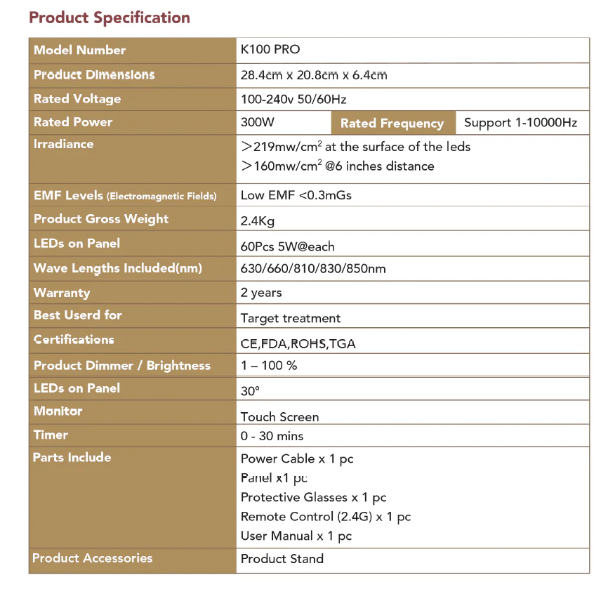 Kylin Red Light Therapy Panel K100 PRO - Image 13
